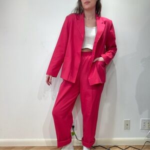 Vintage Pink Blazer Pants Set/Suit